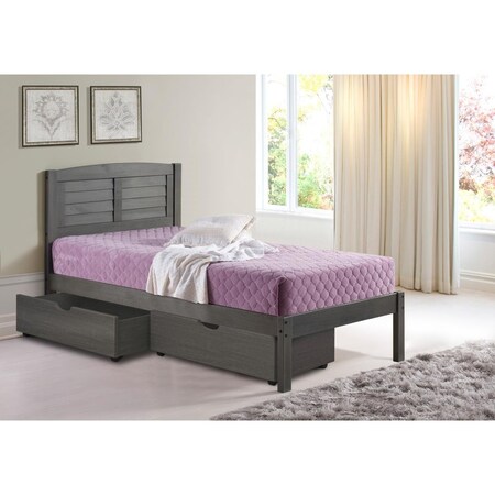 Donco Kids Twin Louver Bed with Dual Storage Drawers - Antique Grey PD_212TAG_505